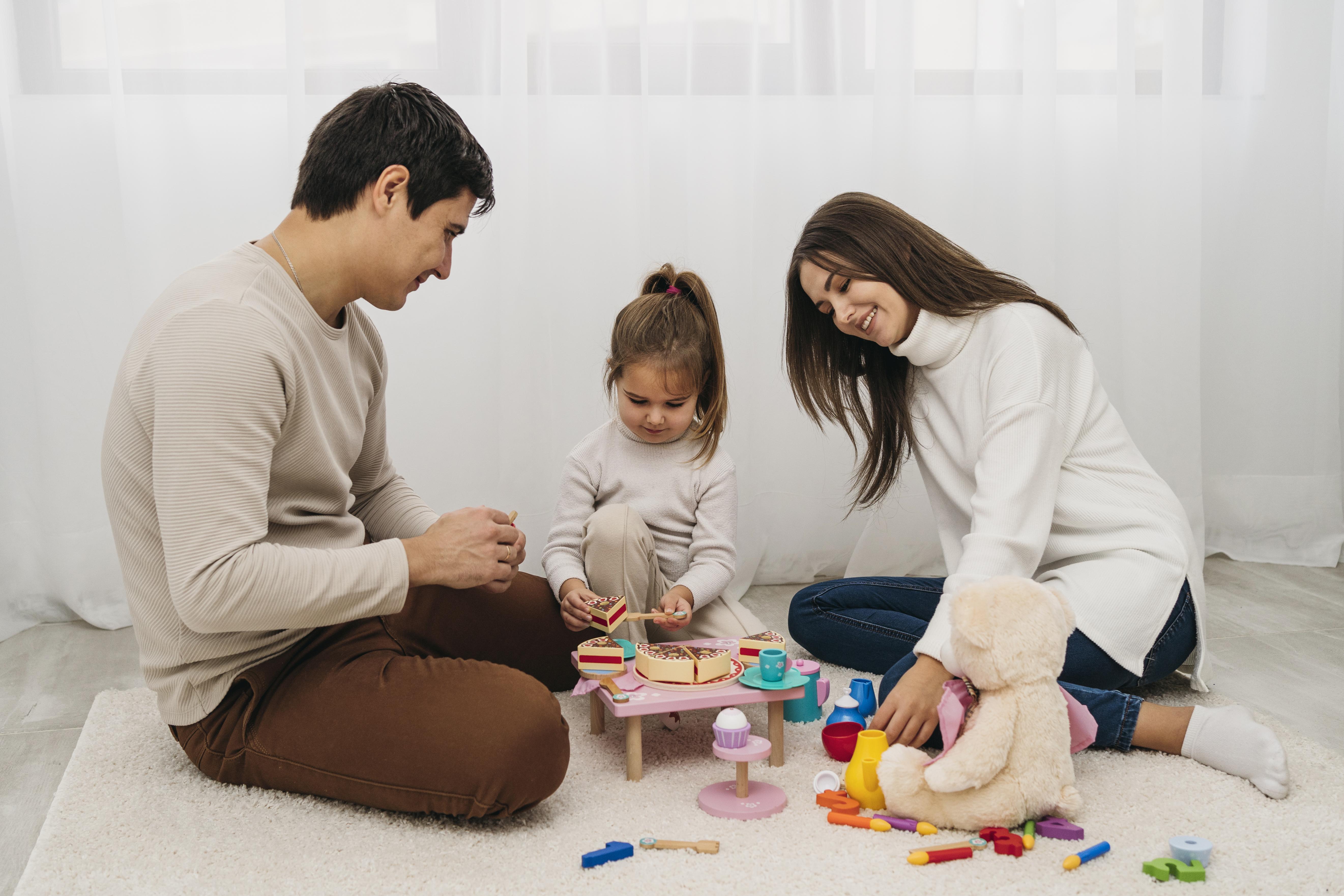 Happy family with children